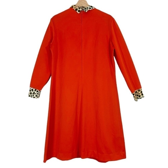 Vintage Unbranded Retro Rockabilly Midi Dress Size Large Red Animal Print - Picture 2 of 10